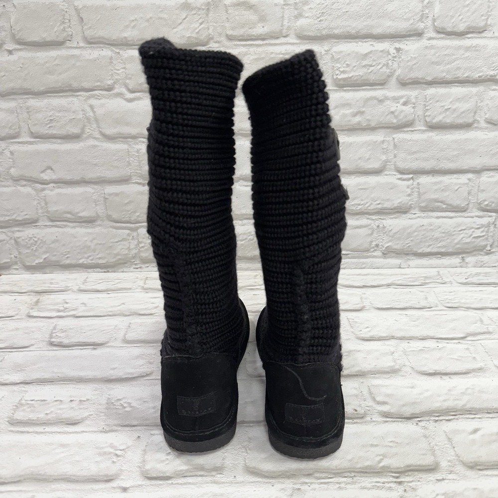 BEARPAW Black Classic Knitted Tall Three Button Boot Suede Heel Women's size 8 - Picture 10 of 14